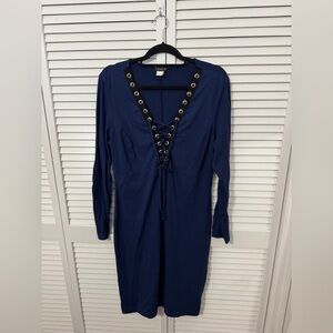 VENUS Blue Front Tie Bodycon Dress Size XL